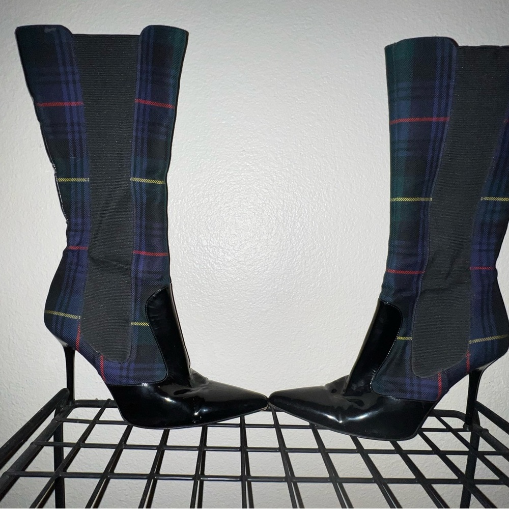 dolce & gabanna plaid boots with heels